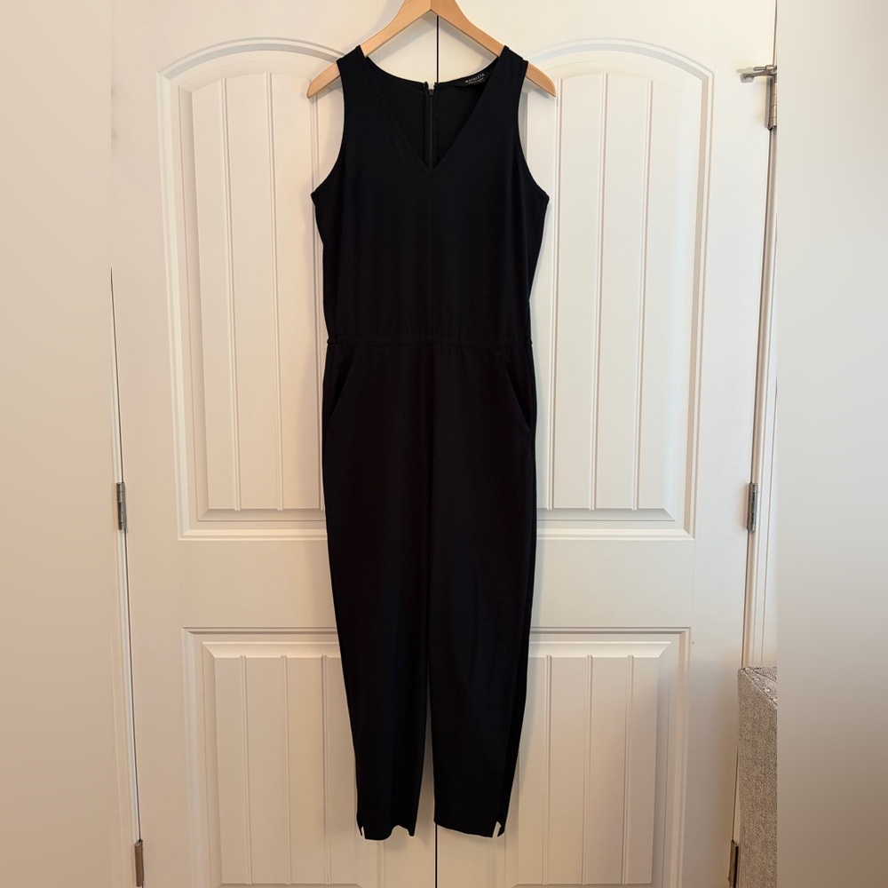 Athleta‎ Brooklyn Jumpsuit Black Sleeveless Wide Leg One-Piece Women's Sz 10